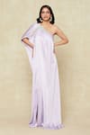 Buy_Amit Aggarwal_Purple Satin Embroidered Cord One Shoulder Kaftan _at_Aza_Fashions