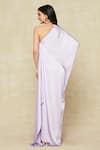 Amit Aggarwal_Purple Satin Embroidered Cord One Shoulder Kaftan _Online_at_Aza_Fashions