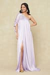 Buy_Amit Aggarwal_Purple Satin Embroidered Cord One Shoulder Kaftan 