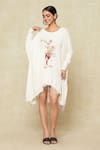 Shop_Anamika Khanna_White Printed Abstract Round Oversized T-shirt Dress _Online_at_Aza_Fashions