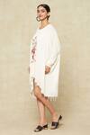 Anamika Khanna_White Printed Abstract Round Oversized T-shirt Dress _at_Aza_Fashions