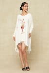 Buy_Anamika Khanna_White Printed Abstract Round Oversized T-shirt Dress 