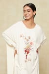 Shop_Anamika Khanna_White Printed Abstract Round Oversized T-shirt Dress _at_Aza_Fashions