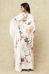 Anamika Khanna_White Printed Floral V Neck Silk Kaftan Dress _Online_at_Aza_Fashions