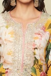 Shop_Anushree Reddy_Yellow Printed Floral Notched Kurta And Pant Co-ord Set _Online_at_Aza_Fashions