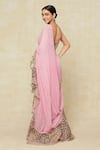 Aisha Rao_Pink Embroidered Scoop Ruffle Pre-draped Saree With Blouse _Online_at_Aza_Fashions