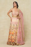 Buy_Kalista_Pink Printed Floral Sweetheart Botanic Pattern Lehenga Set 