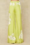 Buy_Mishru_Green Organza Embroidered Mirror Blouse V Neck Cape And Bell Bottom Pant Set _Online_at_Aza_Fashions