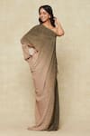 Buy_Tarun Tahiliani_Beige One Shoulder Ombre Kaftan Dress _at_Aza_Fashions