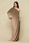 Shop_Tarun Tahiliani_Beige One Shoulder Ombre Kaftan Dress _at_Aza_Fashions