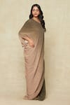 Tarun Tahiliani_Beige One Shoulder Ombre Kaftan Dress _at_Aza_Fashions