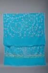 Pashme Ladakh_Blue Embroidered Bird Pashmina Shawl _Online_at_Aza_Fashions