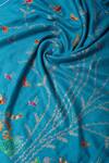 Shop_Pashme Ladakh_Blue Embroidered Bird Pashmina Shawl _Online_at_Aza_Fashions