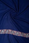 Pashme Ladakh_Blue Embroidered Floral Jaal Border Pashmina Shawl _at_Aza_Fashions