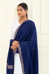 Buy_Pashme Ladakh_Blue Embroidered Floral Jaal Border Pashmina Shawl 