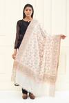 Shop_Pashme Ladakh_Ivory Embroidered Floral Vine Pashmina Shawl _at_Aza_Fashions