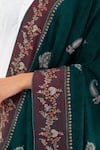 Pashme Ladakh_Green Embroidered Paisley Woven Pashmina Shawl _at_Aza_Fashions