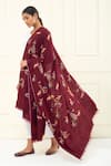 Buy_Pashme Ladakh_Maroon Embroidered Forest Pashmina Shawl _at_Aza_Fashions