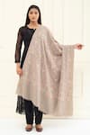 Shop_Pashme Ladakh_Grey Embroidered Chinar Pashmina Shawl _at_Aza_Fashions