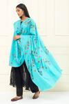 Buy_Pashme Ladakh_Sky Blue Embroidered Butterfly Lily Pashmina Shawl _at_Aza_Fashions