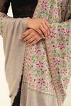 Shop_Pashme Ladakh_Beige Embroidered Vine Woven Pashmina Shawl 