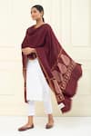 Buy_Pashme Ladakh_Maroon Embroidered Floral Paisley Pashmina Shawl _at_Aza_Fashions