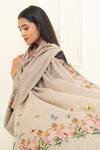 Buy_Pashme Ladakh_Grey Embroidered Floral Crane Pashmina Shawl 