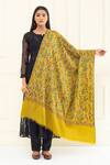 Shop_Pashme Ladakh_Green Embroidered Floral Mix Vine Pashmina Shawl _at_Aza_Fashions