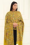 Pashme Ladakh_Green Embroidered Floral Mix Vine Pashmina Shawl _at_Aza_Fashions