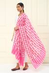 Buy_Pashme Ladakh_Pink Embroidered Butti Checkered Pashmina Shawl _at_Aza_Fashions