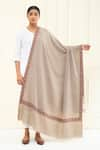 Shop_Pashme Ladakh_Beige Embroidered Paisley Border Pashmina Shawl _at_Aza_Fashions