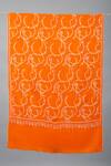 Pashme Ladakh_Orange Embroidered Blossom Jaali Pashmina Stole _Online_at_Aza_Fashions