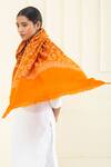 Shop_Pashme Ladakh_Orange Embroidered Jaali Pashmina Stole _at_Aza_Fashions