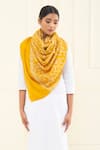 Buy_Pashme Ladakh_Yellow Embroidered Leafy Vine Pashmina Stole _at_Aza_Fashions