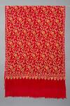 Pashme Ladakh_Red Embroidered Floral Vine Pashmina Stole _Online_at_Aza_Fashions