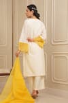 Shop_HOUSE OF KÀRMÀH_Off White Chanderi Silk Embroidery Floral V-neck Thread Kurta And Palazzo Set _at_Aza_Fashions