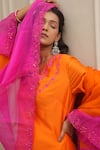 HOUSE OF KÀRMÀH_Orange Chanderi Silk Embroidery Floral Sunset Straight Kurta And Palazzo Set _at_Aza_Fashions