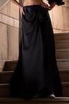 Buy_Seeaash_Black Blouse And Skirt Bamber Satin Embroidery Pearls Ruffle Cape & Draped Set _Online_at_Aza_Fashions