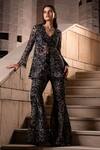 Buy_Seeaash_Black Net Embroidery Floral V-neck Applique Jacket With Sharara_at_Aza_Fashions