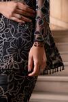 Shop_Seeaash_Black Net Embroidery Floral V-neck Applique Jacket With Sharara _Online_at_Aza_Fashions