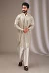 Buy_Rabani & Rakha_Ivory Kurta Georgette Embroidery Mirror With Pant _at_Aza_Fashions