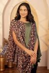 Buy_B'Infinite_Green Satin Printed Floral Round Draped Top _at_Aza_Fashions