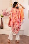 Buy_B'Infinite_Orange Satin Printed Primrose Round Draped Top 