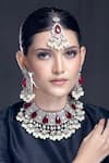 Buy_Moh-Maya by Disha Khatri_Gold Plated Ruby Zirconia Studded Necklace Set _at_Aza_Fashions