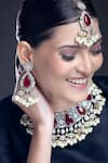 Buy_Moh-Maya by Disha Khatri_Gold Plated Ruby Zirconia Studded Necklace Set _Online