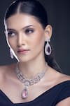 Buy_Moh-Maya by Disha Khatri_Silver Plated Stone Zirconia Studded Pendant Necklace Set _at_Aza_Fashions