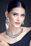 Shop_Moh-Maya by Disha Khatri_Silver Plated Stone Zirconia Studded Necklace Set 