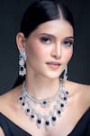 Buy_Moh-Maya by Disha Khatri_Silver Plated Zirconia Embellished Layered Necklace Set _at_Aza_Fashions