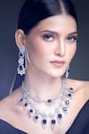 Shop_Moh-Maya by Disha Khatri_Silver Plated Zirconia Embellished Layered Necklace Set 