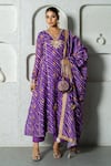 Buy_Yuvrani Jaipur_Purple Kota Doriya Digital Print Stripe V Diagonal Pattern Anarkali Pant Set _at_Aza_Fashions